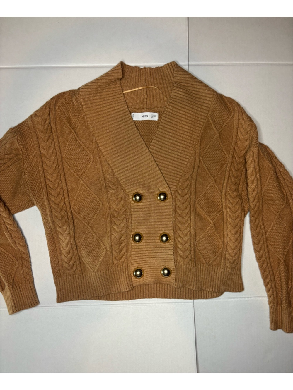 Mango MNG double breasted knotted cardigan with buttons